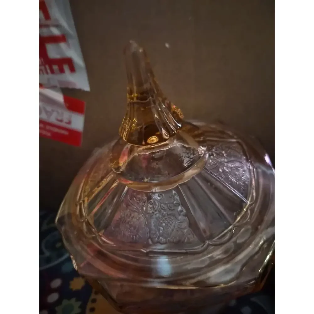 Anchor Hocking Pink Depression Glass Candy Dish Open Rose Mayfair Pattern W/ Lid